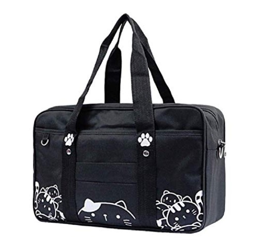 GK-O Japanese JK Uniform Bag Cute Cat Kawaii Lolita Handbag School Messenger Shoulder Bags - Black