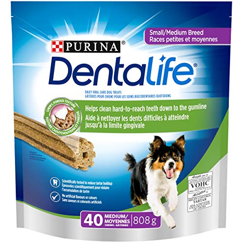 DentaLife Daily Oral Care, Dental Dog Treats for Small & Medium Breed Dogs - 40 ct Pouch