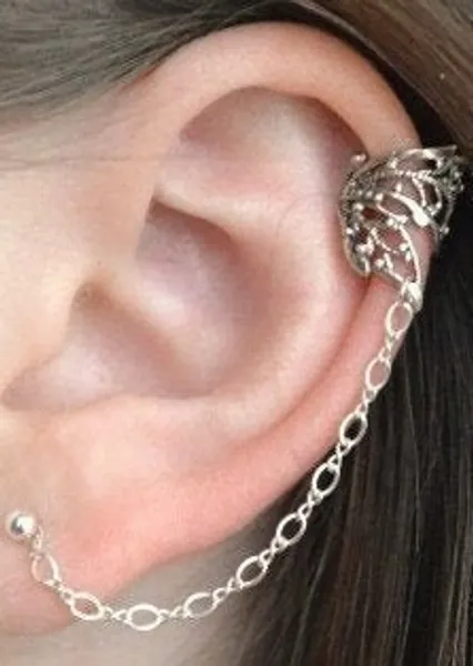 Butterfly Earrings • Chain Earrings • Ear Cuff • Ear Wrap • Earcuff • Sterling Ear Cuff - Ear Cuffs - Silver Ear Cuffs - Ear Cuff Earrings