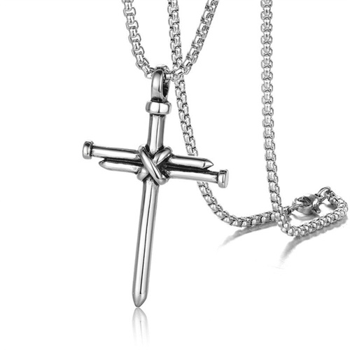 Nailed Cross Necklace - Silver