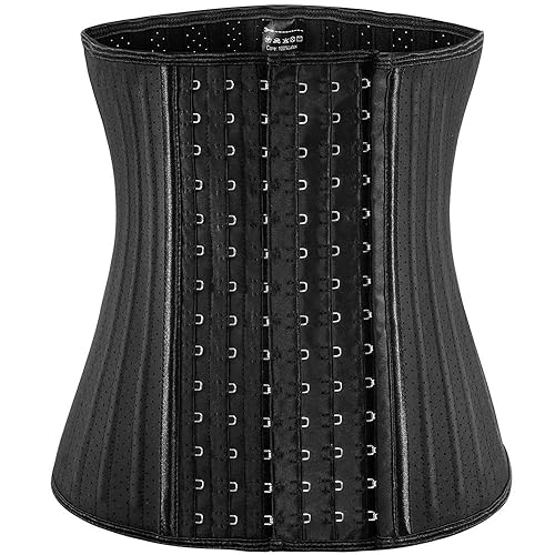 ECOWALSON Waist Trainer for Women Corset Cincher Body Shaper Girdle Trimmer with Steel Bones Extender - XX-Large - D-black(25 Steel Bones Height:11.6")