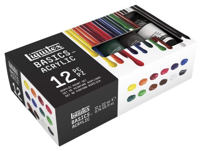 Liquitex 2023469 0.74 oz Tubes Basics Acrylic Paint Set44; Assorted Color - Set of 12 - 