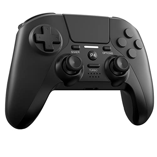 Melusen Mando Compatible para PS 4/ PS 3, Mando inalámbrico Compatible para Play S-4 / Pro/Slim/PC, Controlador de Panel táctil Vibración Doble/Turbo/Puerto de Audio Remoto