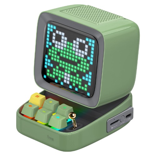 Divoom Ditoo Retro Pixel Art Bluetooth Speaker with Programmable RGB Led Screen, Gaming Gadget with Mechanical Keyboard, Also a Smart Alarm Clock (Green)