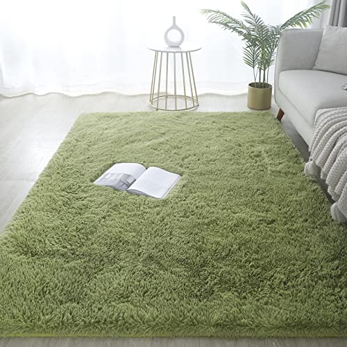 GERBIT Shag Area Rug 7x10 Feet Soft Indoor Rectangular Rugs Carpet Modern Luxury Plush Rugs for Living Room Home Decor Grass Green - 7x10 Feet - Grass Green