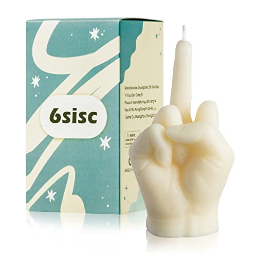 6sisc Middle Finger Scented Candle Danish Pastel Room Decor Aesthetic Pine Fragrance Soy Wax Aromatherapy Hand Gesture Candles Desk Statues Sculpture Decorations Gift for House Bedroom Supplies Milky - White - Mini