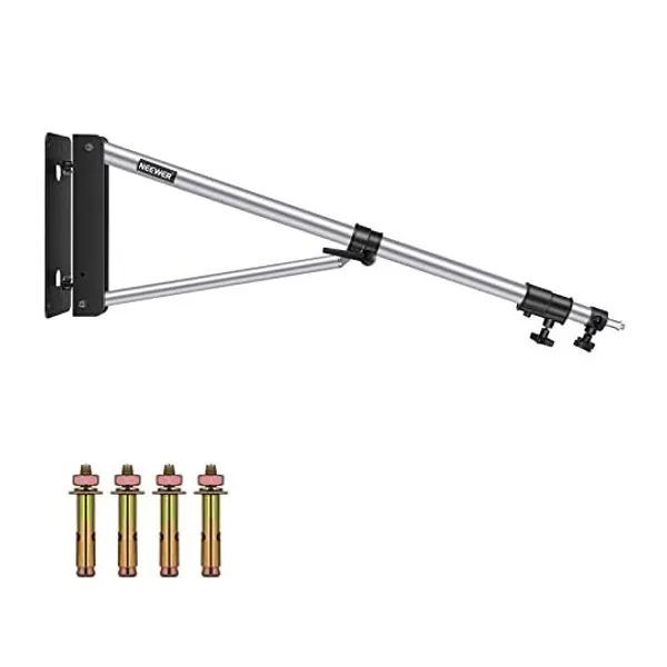 
                            Neewer Wall Mounting Triangle Boom Arm for Photography Strobe Light, Monolight, Softbox, Reflector, Umbrella and Ring Light, Support 180 Degree Rotation, Max Length 5.5 feet/169cm (Silver)
                        
