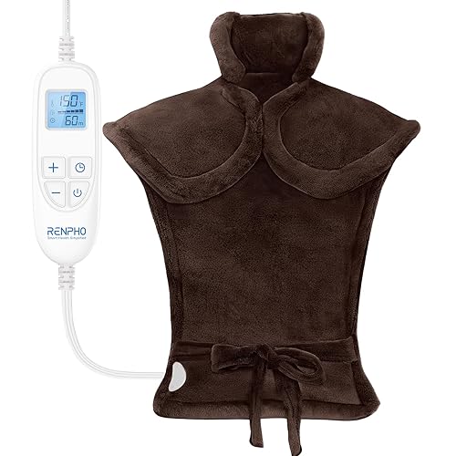 RENPHO Heating Pad for Back Pain Relief, Mother Day & Birthday Gifts for Her Him Women Men, Electric Heat Pad for Neck and Shoulder, FSA HSA Eligible, Fast Heating, ETL Certified, 24"x33", Brown