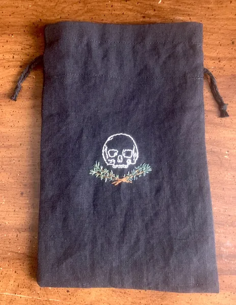 ROSEMARY SKULL Hand Embroidered Tarot Bag