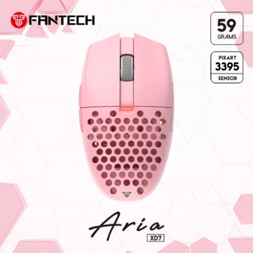 Fantech Aria XD7 59 Grams with 6D Macro Function Performace & Tri-mode connection Gaming Mouse Pink