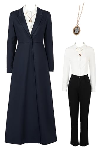 Skycos Women Agatha Harkness Cosplay Shirt Pants Long Coat Agatha Costume Necklace Witch Halloween Uniform - XX-Large - Black