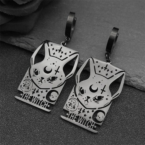 "The Witch" Stainless Steel Earrings - Black