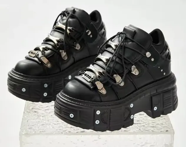Punk Style Women Black Shoes