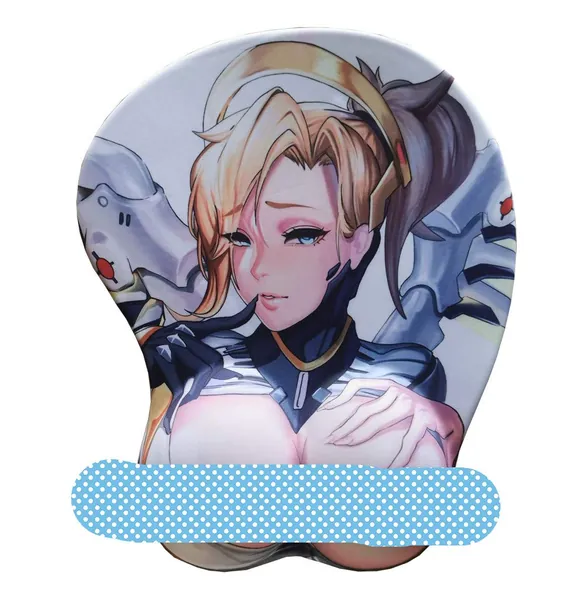 Fonyell Overwatch Mercy 3D Mousepads Anime Mouse Pads with Wrist Rest 2Way Skin for Gaming - 