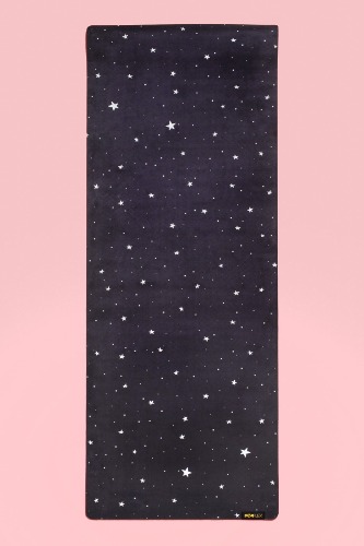 Black Starry Vegan Suede Yoga Mat by POPFLEX