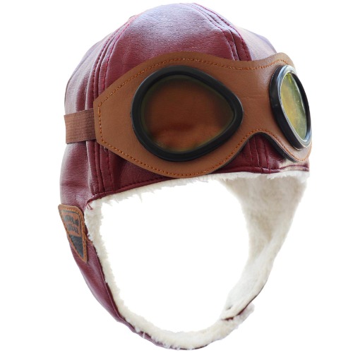 Happy Will Pilot Aviator Fleece Warm Hat Cap with Earmuffs for Kids Toddlers - Red Wine