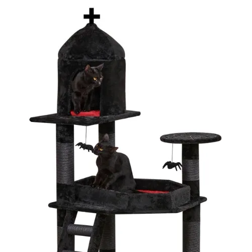 Gothic Cat Tree with Coffin Bed & Church 