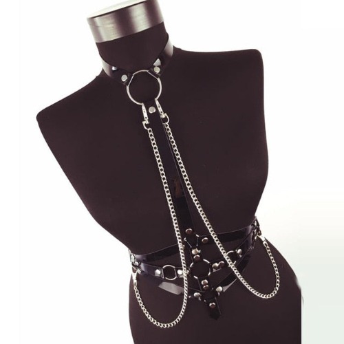 'Slave for you' Black Gothic Chain O'Ring Harness