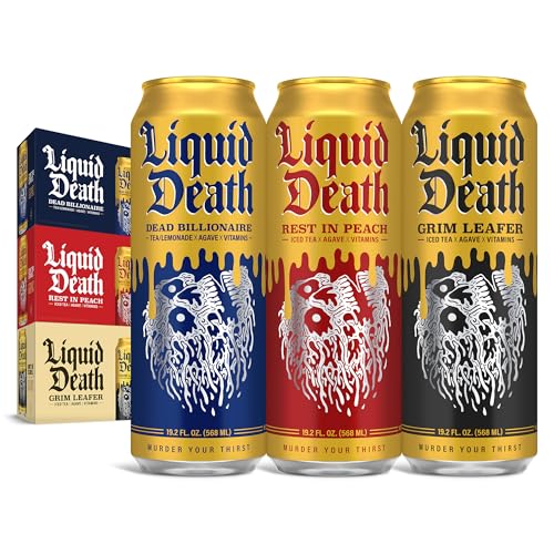 Liquid Death Iced Black Tea Mixed Pack (24 x 19.2 oz King Size Cans) - Flavor Trio - 24 Pack