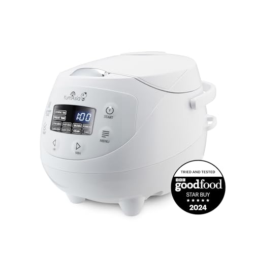 Yum Asia Panda Mini-Reiskocher mit Ninja-Keramikschüssel und Advanced Fuzzy Logic (3,5 Tassen, 0,63 Liter) 4 Reisfunktionen, 4 Multicooker-Funktion, 220–240V (Arctic White) - Arctic White