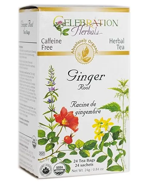 CELEBRATION HERBALS Ginger Root Tea Organic 24 Bag, 0.02 Pound - Ginger - 24 Count (Pack of 1)