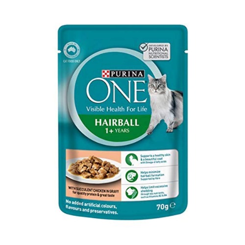 Purina One Adult Hairball with Chicken Wet Cat Food, 12 Pouch 0.92 kilograms