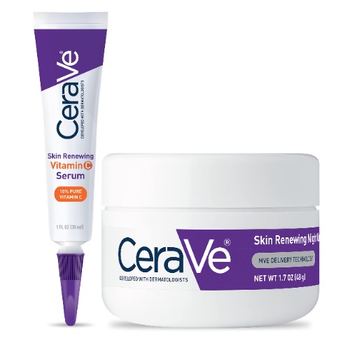 CeraVe Vitamin C Serum and Night Cream Skin Care Set | Brightening Serum with 10% Pure Vitamin C and Night Moisturizer with Peptides| Hyaluronic Acid and Ceramides | 1oz Serum + 1.7oz Moisturizer
