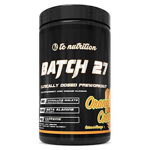 Batch 27 Pre Workout Powder - Nitric Oxide Booster & Nootropic Preworkout for Men and Women w/Citrulline, Beta Alanine, & More | Instant Strength, Energy, and Focus | Keto Friendly (Orange Cream) - Orange Cream