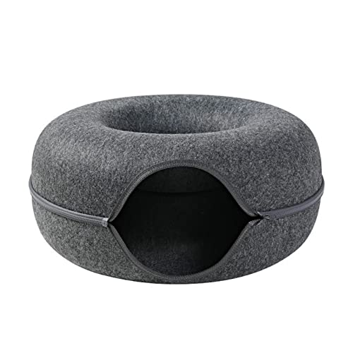 Thereisno for Cat Tunnel Bed with for Hole 9.8in Diameter Felt Tube Playing Center Toy Gift for Small Medium Kitten Rabbit Fe Tunnel Bed