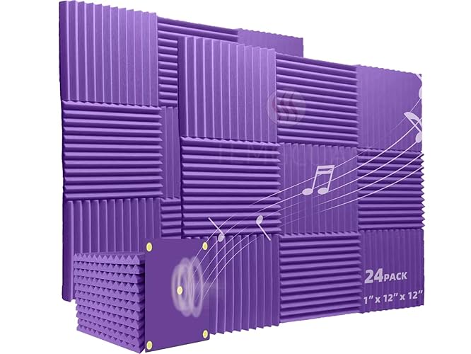 24 Pack Sound Proof Purple Foam Panels|
