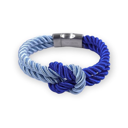 The Original Love Knot Satin Rope Bracelet- Blue and Lt. Blue - Blue and Lt. Blue