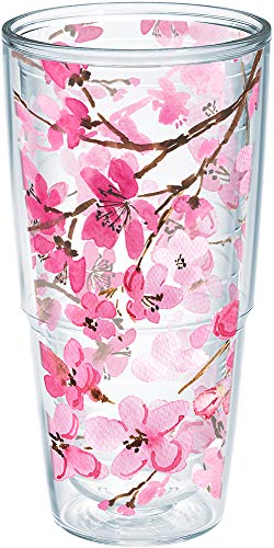 Tervis Made in USA Double Walled Sakura Japanese Cherry Blossom Insulated Tumbler Cup Keeps Drinks Cold & Hot, 24oz, Classic - Unlidded - Classic - Unlidded - 24oz