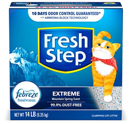 Fresh Step Clumping Cat Litter, Extreme Odor Control, Mountain Spring Scent With Febreze, 14 lbs - 14 lb - Extreme