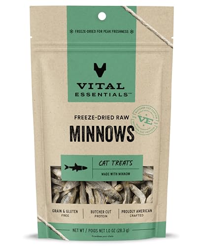 Vital Essentials Freeze Dried Raw Single Ingredient Cat Treats, Minnows, 1 oz - Minnows - 1 Ounce (Pack of 1)