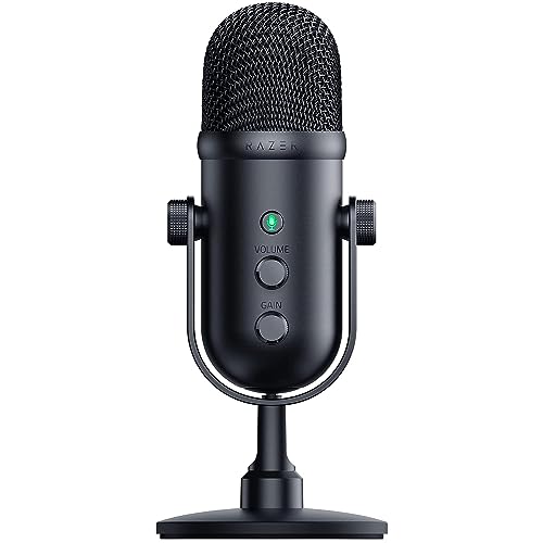 Razer Seiren V2 Pro USB Microphone for Streaming, Gaming, Recording, Podcasting on PC, Twitch, YouTube: High Pass Filter - Mic Monitoring and Gain Control - Built-in Shock Absorber and Mic Windsock - Seiren V2 Pro