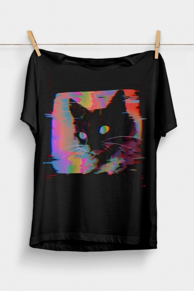 Psychedelic Weirdcore Cat T-Shirt | Vaporwave Aesthetic | Trippy Alt Clothing | Grunge Clothes | Harajuku Punk | Rave Gear