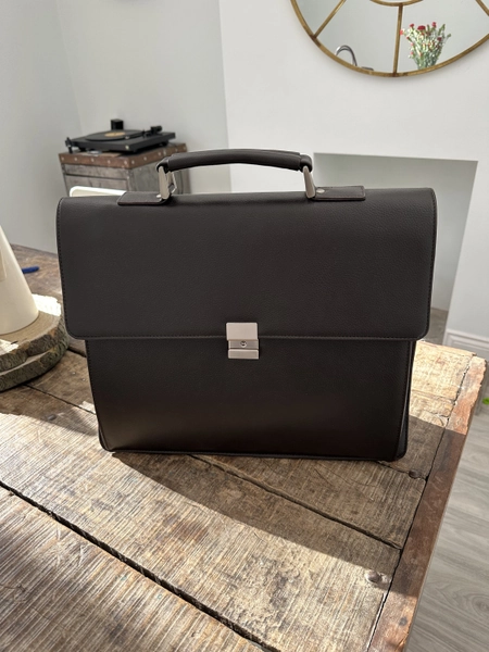 US | UK Dark Brown Leather Briefcase & Laptop Bag