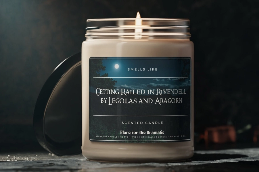 Smells Like Getting Railed in Rivendell by Legolas and Aragorn Scented Soy Candle  