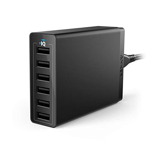 Anker Charger, 60W 6 Port Charging Station, PowerPort 6 Multi USB Charger for iPhone 15/Pro/Pro Max/14/13, iPad Pro/Air/Mini, Galaxy S23/S22/S21, Note 20 Ultra, LG, HTC, and More - Black