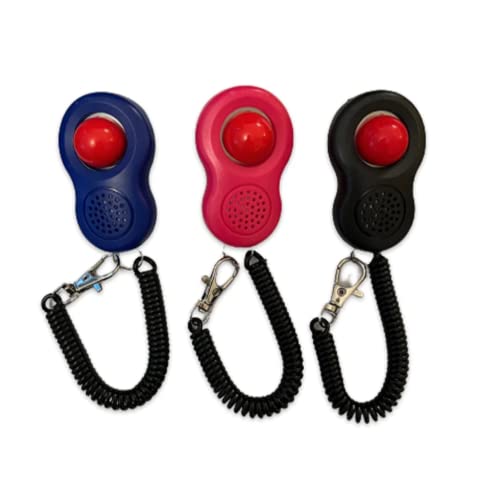 TRAVEL CAT Clicker Training Kit - 3 Pack Cat and Puppy Training Clicker with Button and Wrist Strap for Cats Behavior, Rewards Training - Red, Blue and Black Pet Training Clicker with Loud Click Sound