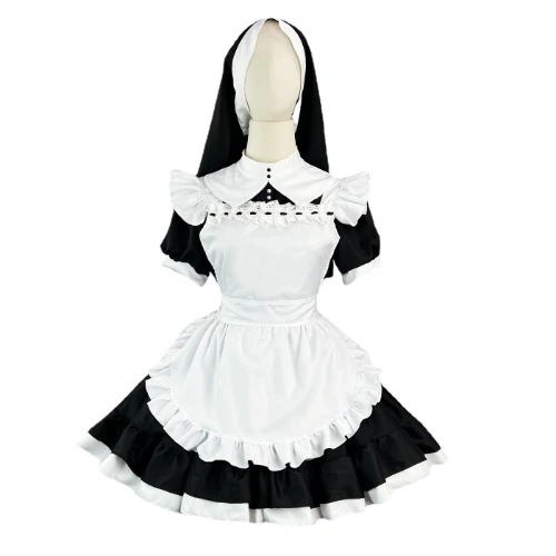 New Black Lolita Nun Maid Dress Costumes Cosplay Nun Girl Maid Dress Suit for Waitress Maid Party Stage Costumes S -5XL