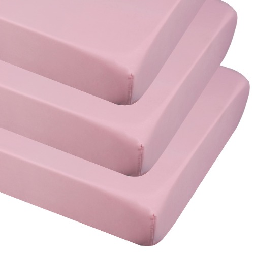 CaSaJa 3-Pack Fitted Crib Sheets Set for Baby Girls, Extra Soft Breathable 9" Deep Mattress Sheet for Standard Toddler Bed 28x52, Cozy Washable Microfiber Nursery Sheets, Pink
