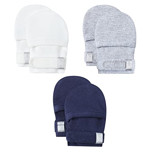 HAPIU Baby No Scratch Mittens Stay On, 100% Cotton Breathable, Adjustable Infant Gloves for Boys Girls, Newborn - 12 M - Cloud&cloud&cloud 6-12 Months