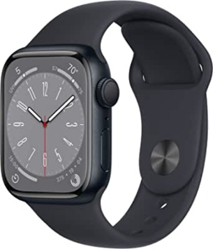 Apple Watch Series 8 [GPS 41mm] Smart Watch w/Midnight Aluminum Case with Midnight Sport Band - S/M. Fitness Tracker, Blood Oxygen & ECG Apps, Always-On Retina Display, Water Resistant - 41mm S/M - fits 130–180mm wrists 41mm Midnight Aluminium Case w Midnight Sport Band