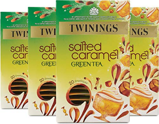 Twinings Salted Caramel Green Tea, 80 Envelopes (Multipack of 4 x 20 Envelopes) - Green Tea - Single