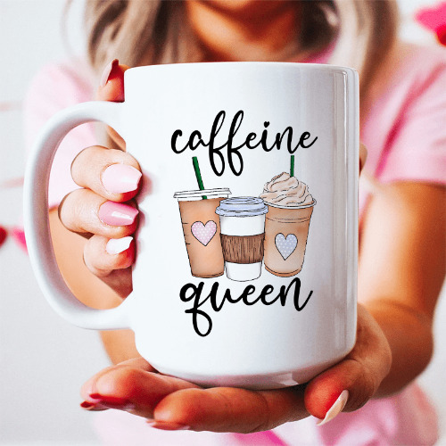 Caffeine Queen Ceramic Mug 15 oz - White / One Size