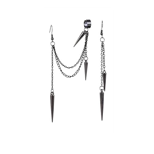 Black Spike Asymmetric Dangle Earrings