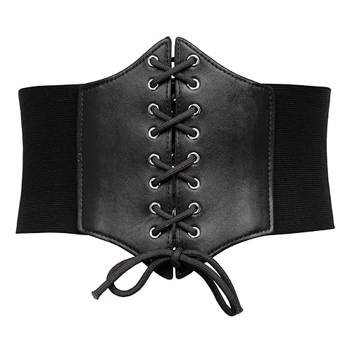 GRACE KARIN Lace-up Cinch Belt Tied Corset Elastic Waist Belt - Black - Large