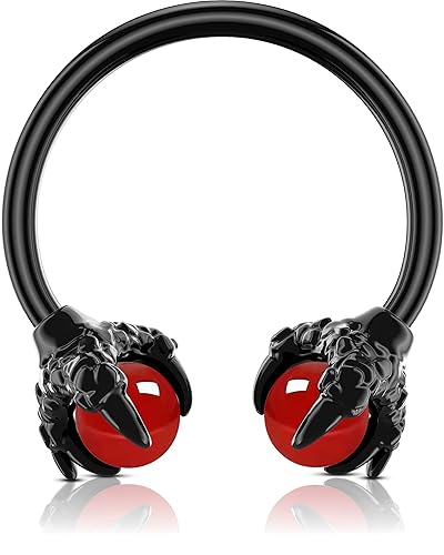  Black and Red Dragon Claw Septum Ring 16g