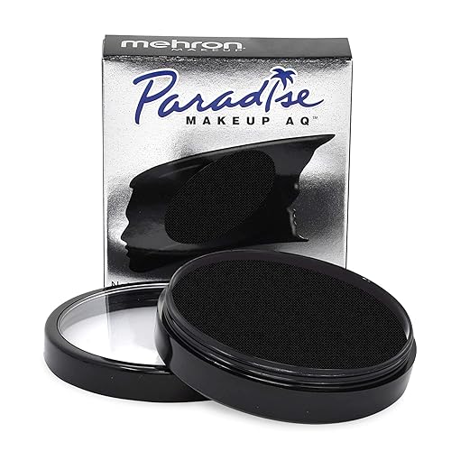 Mehron Makeup Paradise Makeup AQ Pro Size | Stage & Screen, Face & Body Painting, Special FX, Beauty, Cosplay, and Halloween | Water Activated Face Paint & Body Paint 1.4 oz (40 g) (Black) - Black - 1.4 Ounce